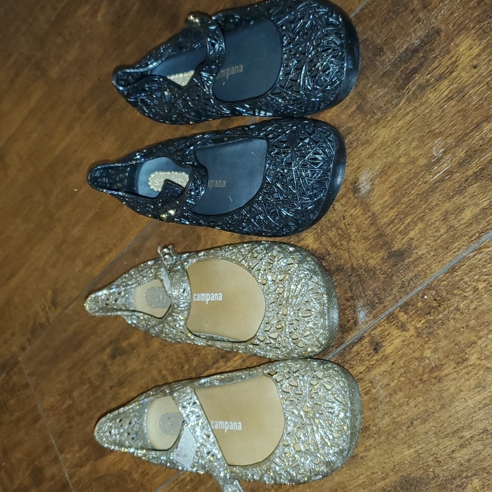 Mini Melissa Campana Shoes (Gold and Black)